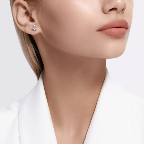 Серьги-пусеты из серебра с фианитами из серебро — вид 3