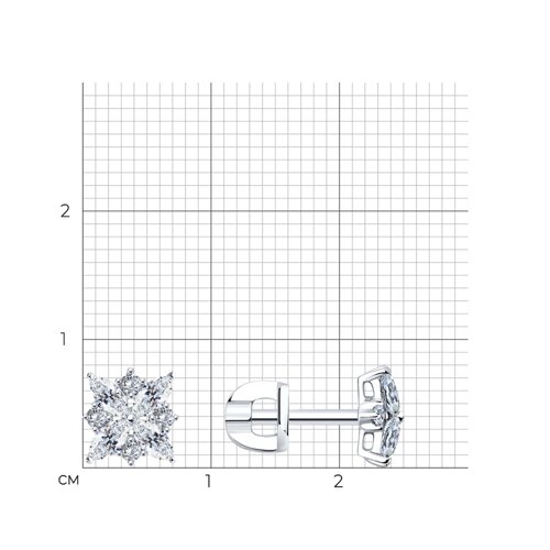 Серьги-пусеты из серебра с фианитами из серебро — вид 4