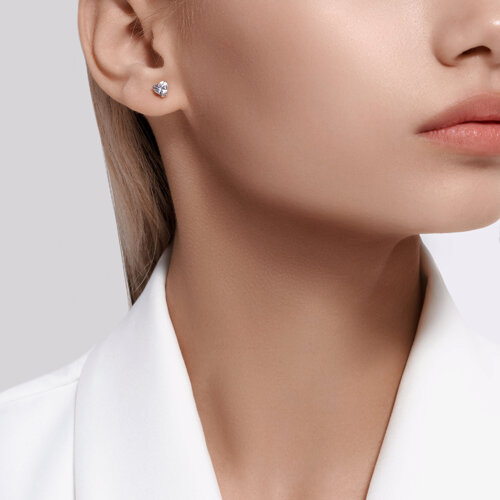 Серьги-пусеты из серебра с фианитами из серебро — вид 3