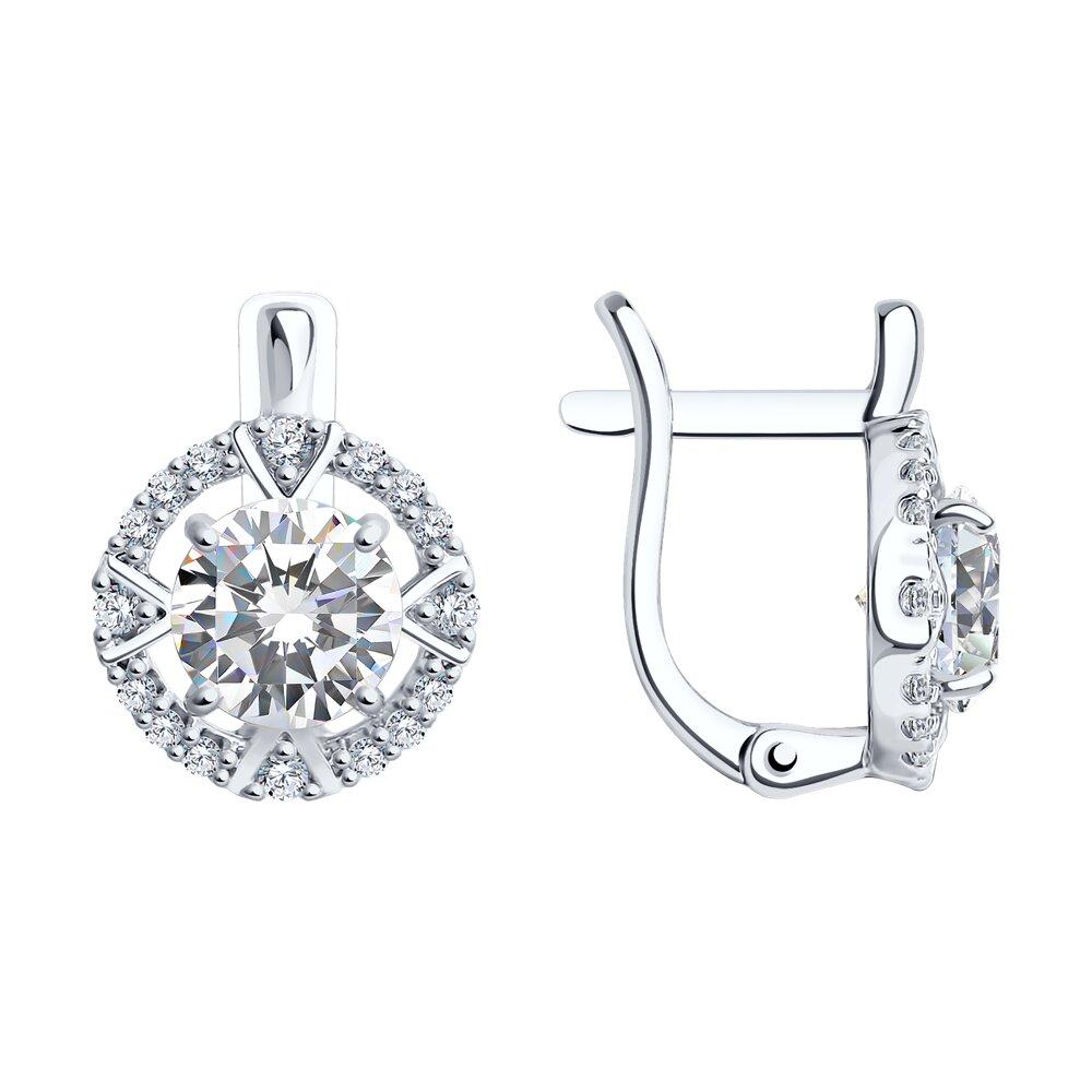 Серьги из серебра с фианитами - видео на модели