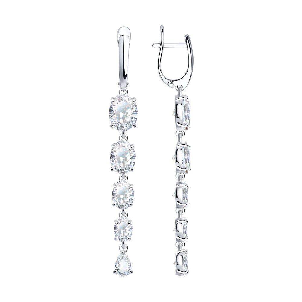 Серьги из серебра с фианитами - видео на модели