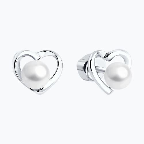 Серьги-пусеты из серебра с жемчугом из серебро — вид 2