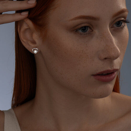 Серьги-пусеты из серебра с жемчугом из серебро — вид 4