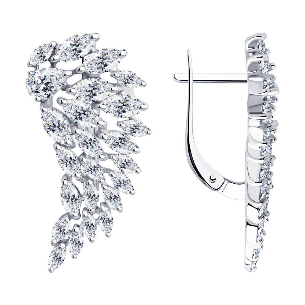 Серьги из серебра с фианитами - видео на модели