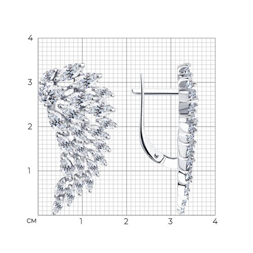 Серьги из серебра с фианитами из серебро — вид 4