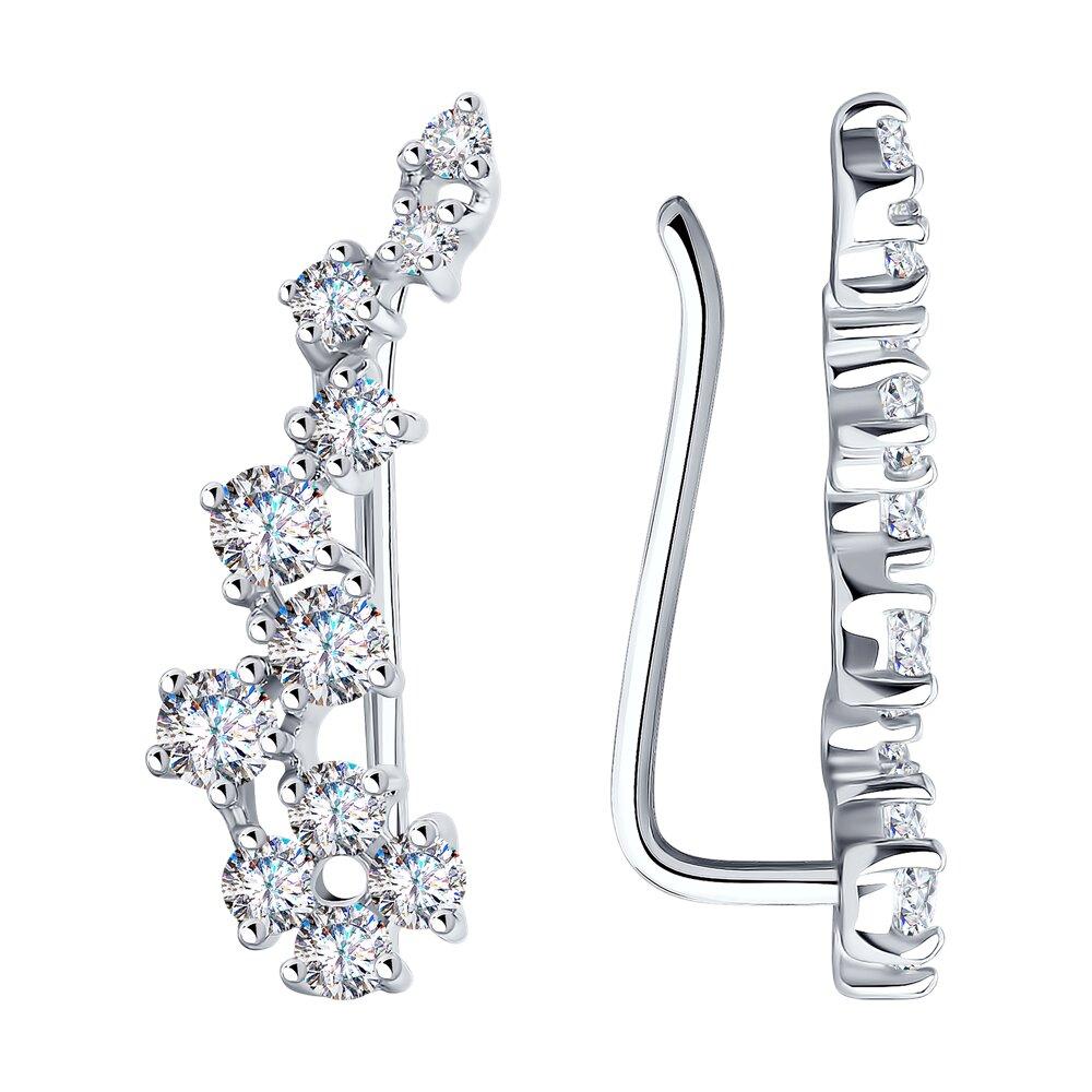 Серьги из серебра с фианитами - видео на модели