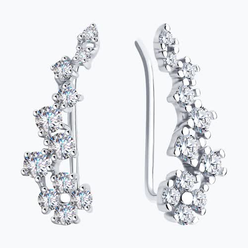 Серьги из серебра с фианитами из серебро — вид 2