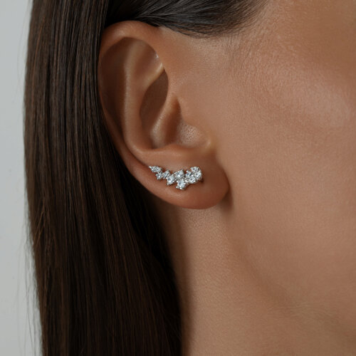 Серьги из серебра с фианитами из серебро — вид 4