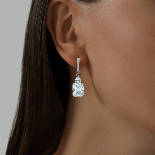 Серьги длинные из серебра с фианитами из серебро — вид 4