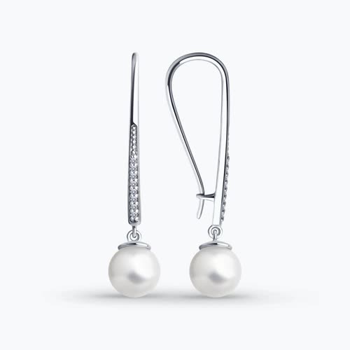 Серьги длинные из серебра с фианитами - видео на модели