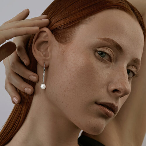 Серьги длинные из серебра с фианитами из серебро — вид 3