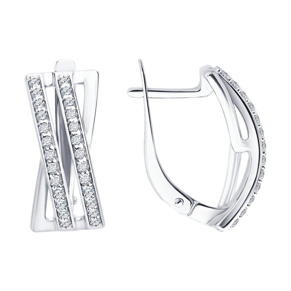 Серьги из серебра с фианитами из серебро