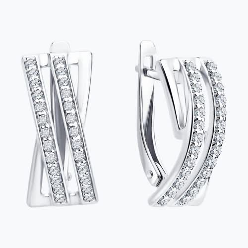 Серьги из серебра с фианитами из серебро — вид 2