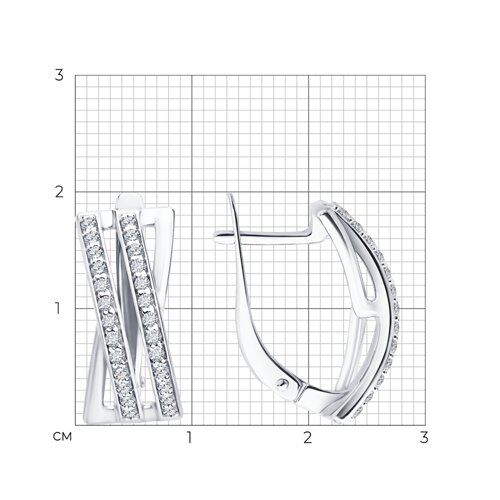 Серьги из серебра с фианитами из серебро — вид 3