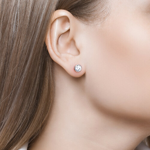 Серьги-пусеты из серебра с фианитами из серебро — вид 3