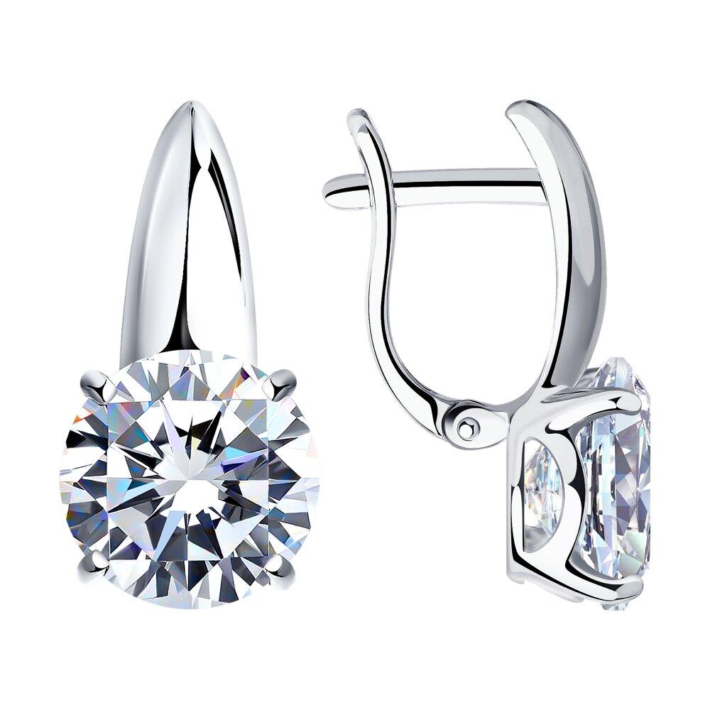 Серьги из серебра с фианитами - видео на модели