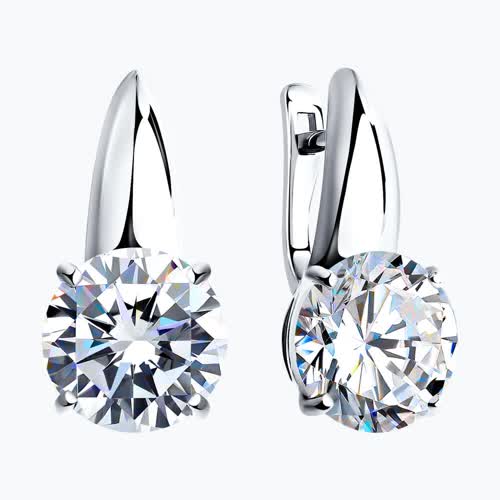 Серьги из серебра с фианитами из серебро — вид 2