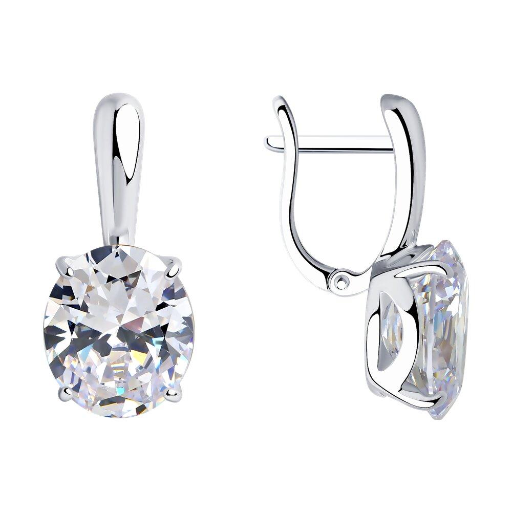 Серьги из серебра с фианитами - видео на модели