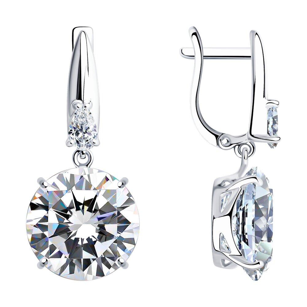 Серьги из серебра с фианитами - видео на модели