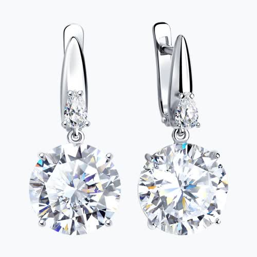 Серьги из серебра с фианитами из серебро — вид 2