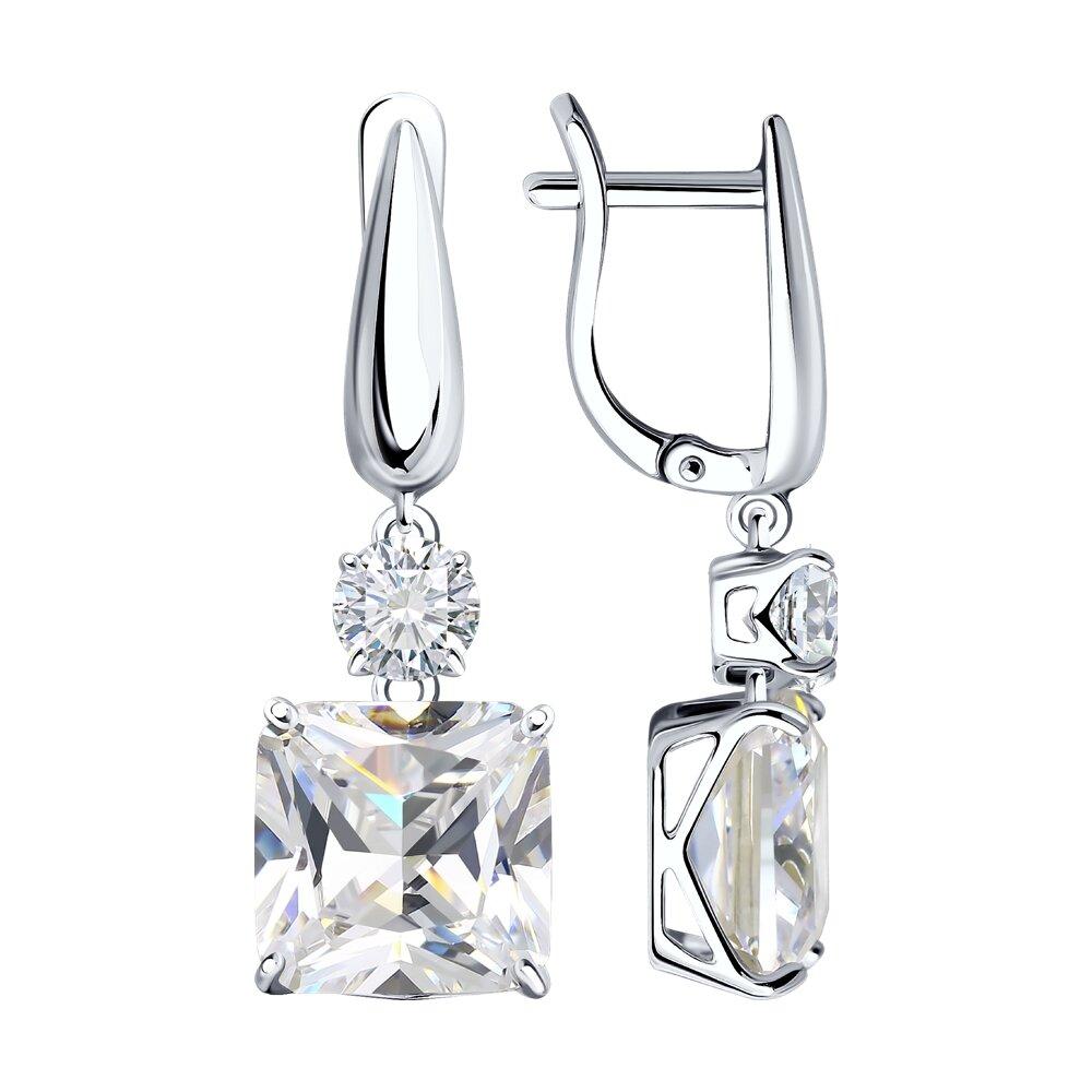 Серьги длинные из серебра с фианитами - видео на модели