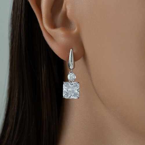 Серьги длинные из серебра с фианитами из серебро — вид 2