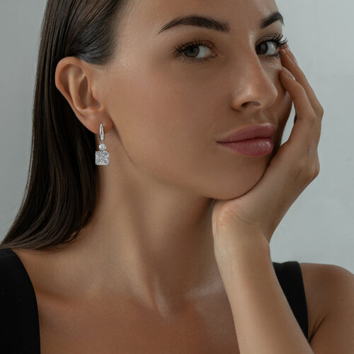 Серьги длинные из серебра с фианитами из серебро — вид 3