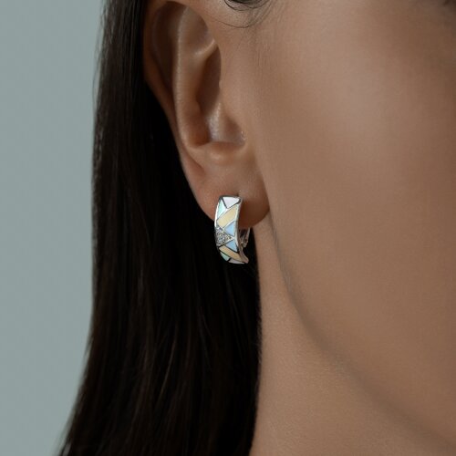 Серьги из серебра с эмалью и фианитами из серебро — вид 3