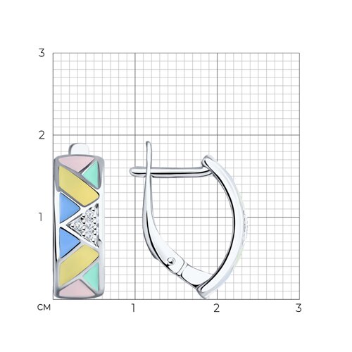 Серьги из серебра с эмалью и фианитами из серебро — вид 5