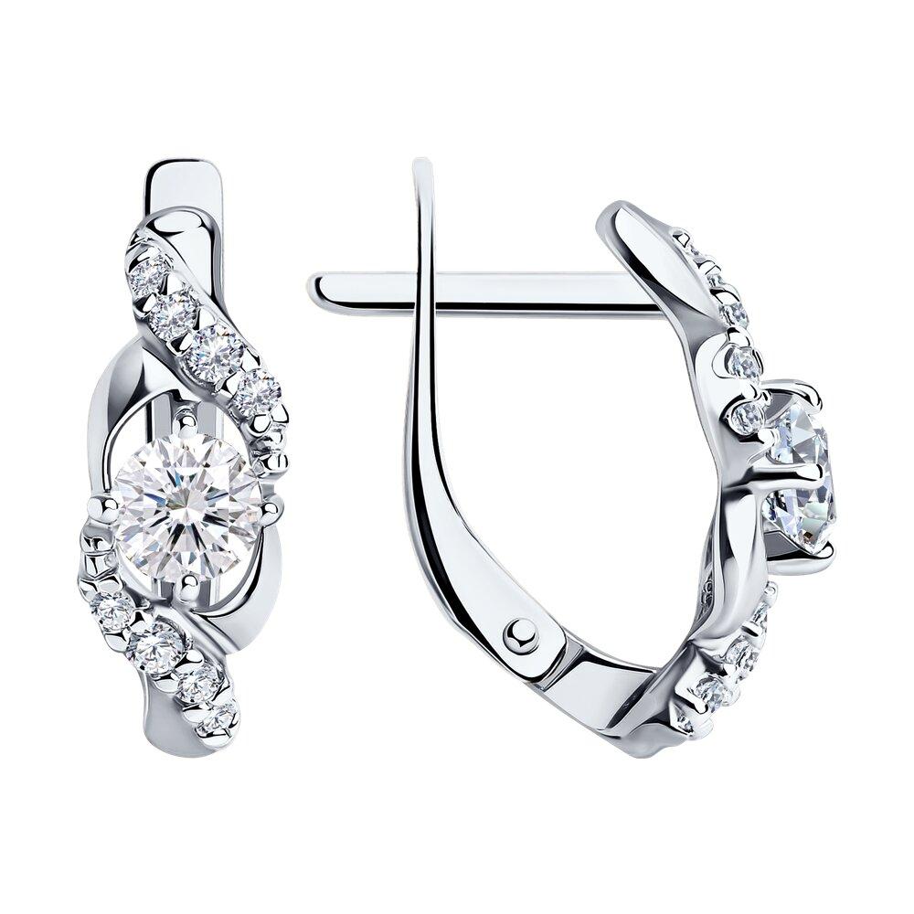 Серьги из серебра с фианитами - видео на модели