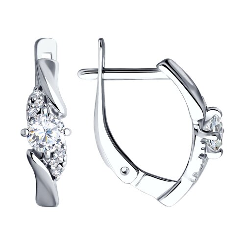 Серьги из серебра с фианитами