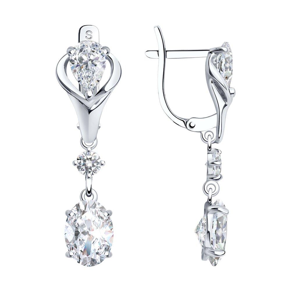 Серьги длинные из серебра с фианитами - видео на модели