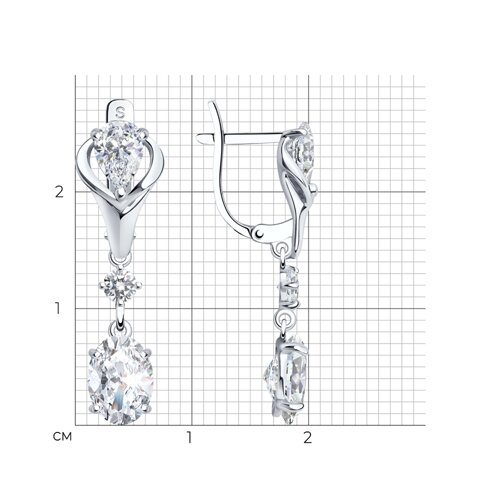 Серьги длинные из серебра с фианитами из серебро — вид 4