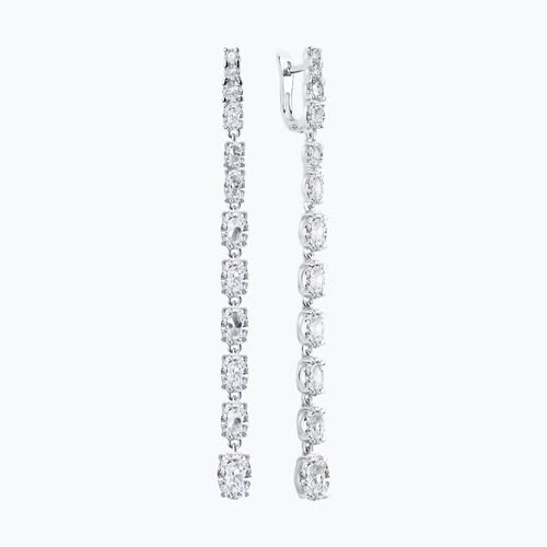 Серьги длинные из серебра с фианитами из серебро — вид 2