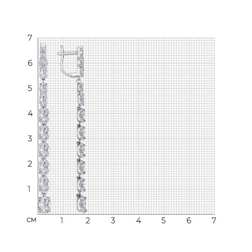 Серьги длинные из серебра с фианитами из серебро — вид 5