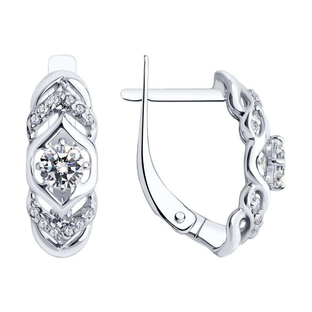 Серьги из серебра с фианитами - видео на модели