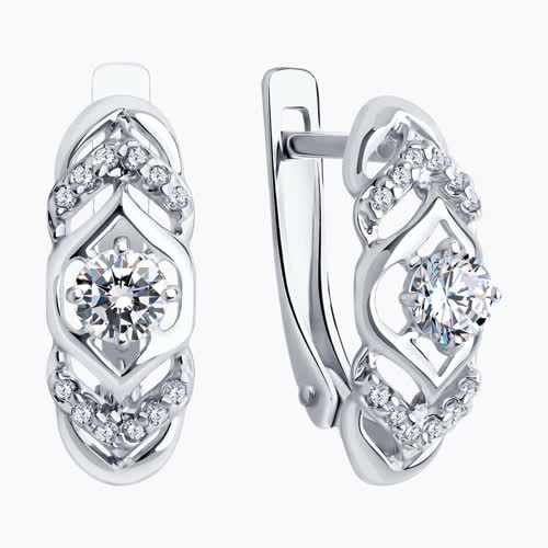 Серьги из серебра с фианитами из серебро — вид 2