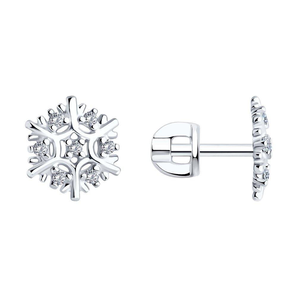 Серьги из серебра с фианитами из серебро