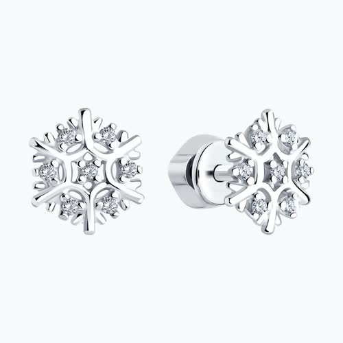 Серьги из серебра с фианитами из серебро — вид 2