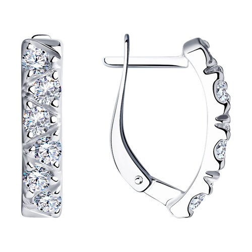 Серьги из серебра с фианитами