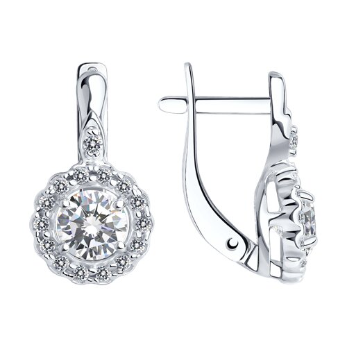 Серьги из серебра с фианитами
