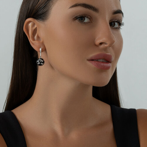 Серьги из серебра с эмалью с фианитами из серебро — вид 3