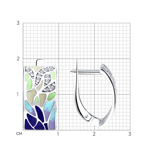 Серьги из серебра с эмалью с фианитами из серебро — вид 5