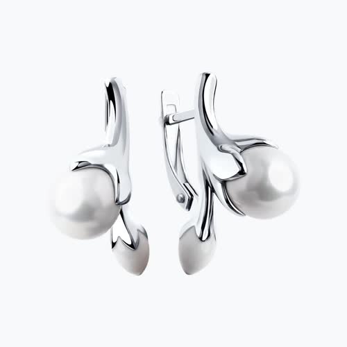 Серьги из серебра с эмалью и жемчугом из серебро — вид 2