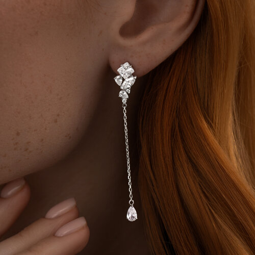 Серьги из серебра с фианитами из серебро — вид 3