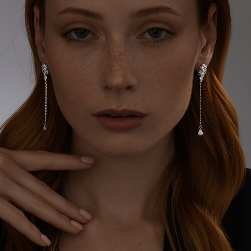 Серьги из серебра с фианитами из серебро — вид 4