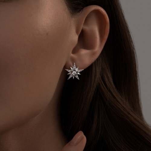 Серьги из серебра с фианитами из серебро — вид 2