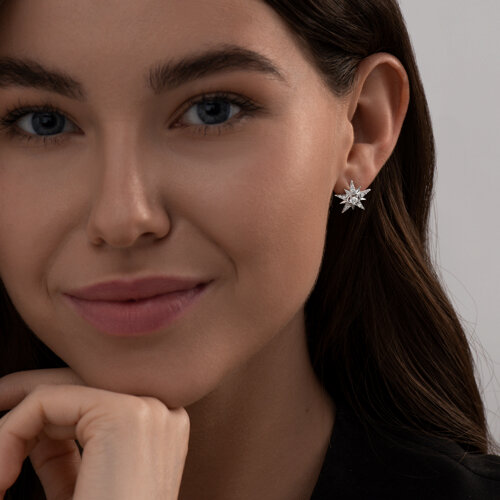 Серьги из серебра с фианитами из серебро — вид 3