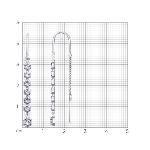 Серьги из серебра с фианитами из серебро — вид 4