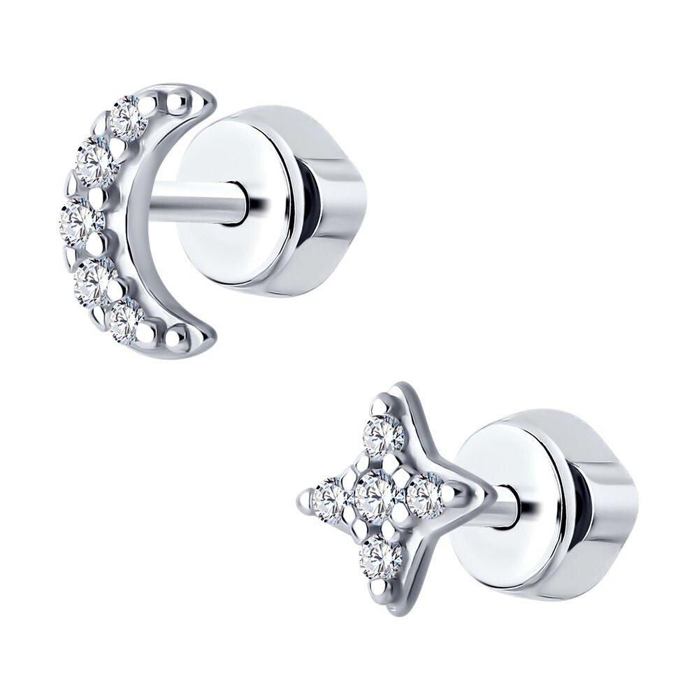 Серьги из серебра с фианитами - видео на модели